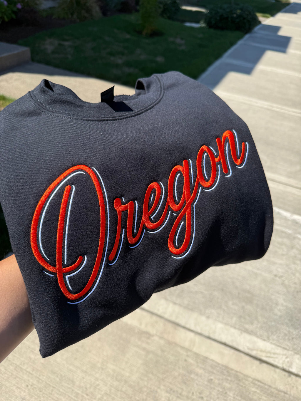 Oregon Script Embroidered Crewneck Sweatshirt