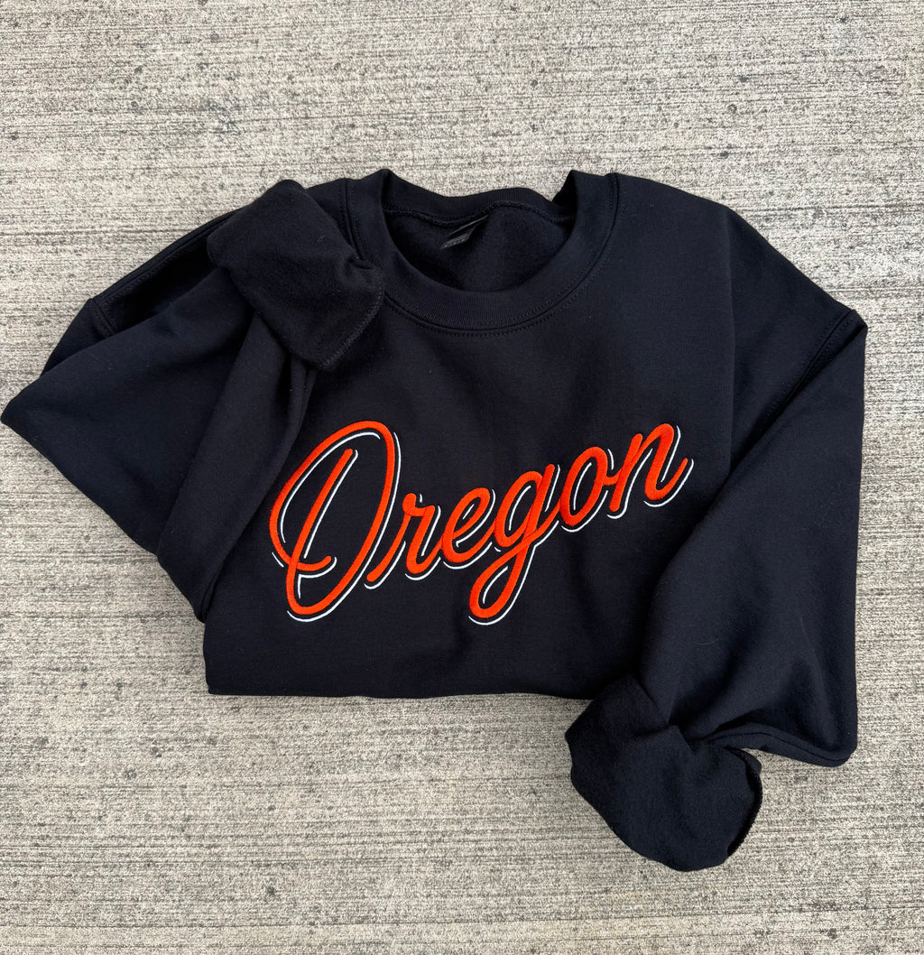 Oregon Script Embroidered Crewneck Sweatshirt
