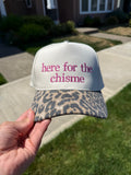 Here for the Chisme Embroidered Snapback | Leopard Brim Trucker Hat | Custom Thread Color | Funny Latina Gift