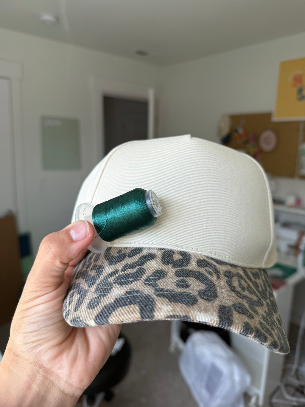 Here for the Chisme Embroidered Snapback | Leopard Brim Trucker Hat | Custom Thread Color | Funny Latina Gift