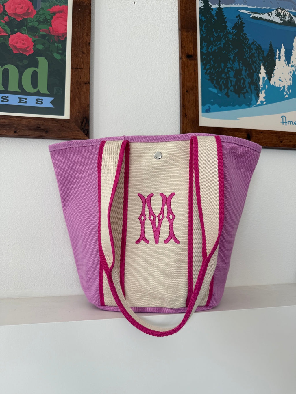 Personalized Canvas Tote Bag | Custom Name Monogram Tote | Two Tone Embroidered Tote | Initials Gift for Her | Teacher Bridesmaid Gift