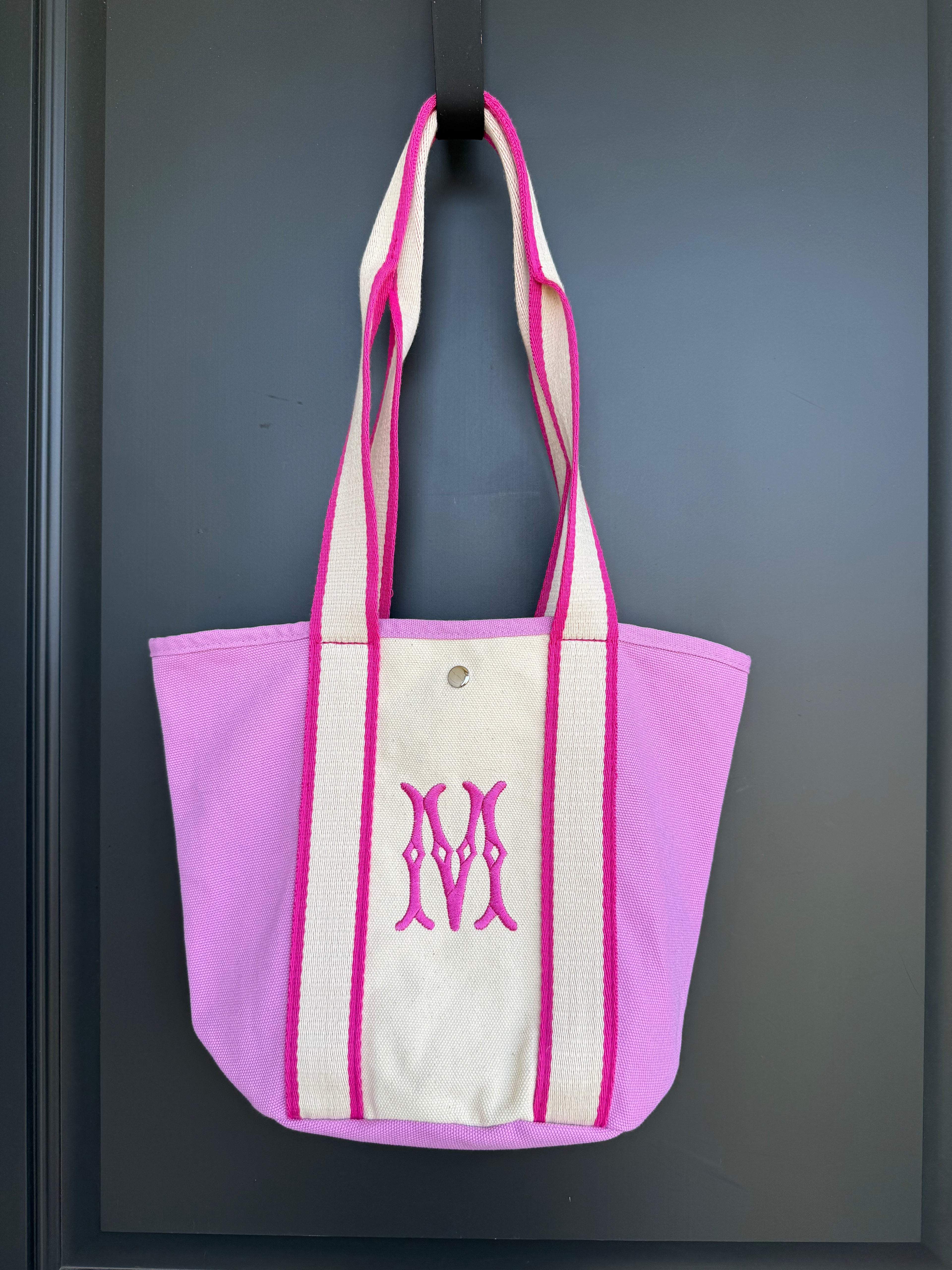Personalized Canvas Tote Bag | Custom Name Monogram Tote | Two Tone Embroidered Tote | Initials Gift for Her | Teacher Bridesmaid Gift