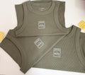 Oregon Stamp Embroidered Crop Tank Top | Ribbed Olive Green Tank | Oregon Coast Haystack Rock | PNW Nature Gift | Ready to Ship