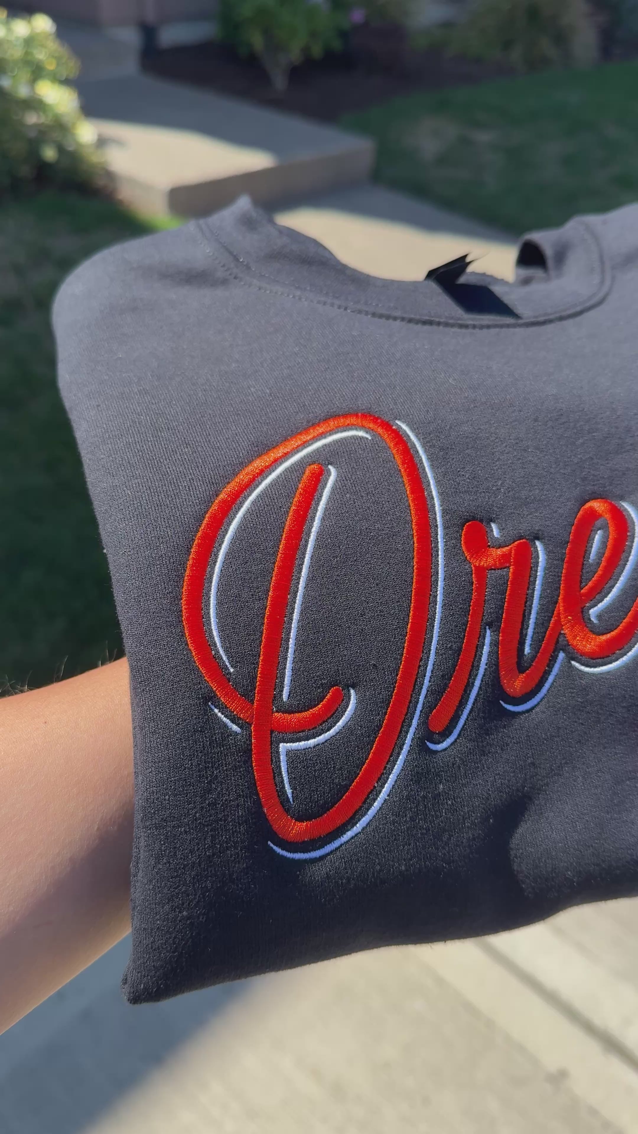 Oregon Script Embroidered Crewneck Sweatshirt
